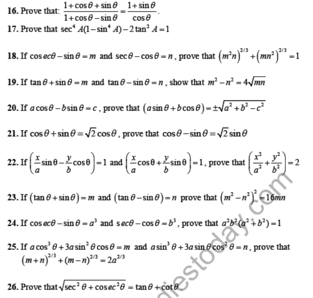 Cbse Class 10 Introduction To Trigonometry Sure Shot Questions Set D 6244